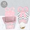 Big Dot of Happiness Pink Winter Wonderland - Square Favor Gift Boxes - Holiday Snowflake Birthday Party and Baby Shower Bow Boxes - Set of 12 - 3 of 4