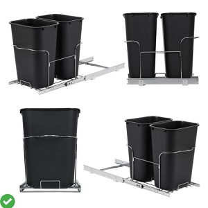 Double Trash Can Under Kitchen Cabinets Pullout, 2 * 25QT /2 * 35QT Garbage Waste Recycling Bin - 1 of 4