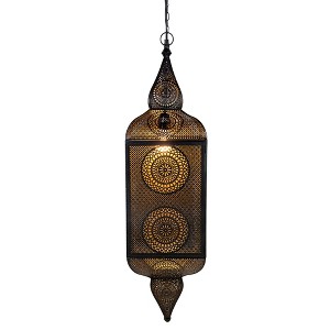 Northlight 35" Black and Gold Moroccan Style Hanging Lantern Ceiling Light Fixture - 1 of 3