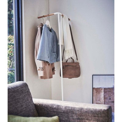 Black Steel and Wood Wall Mounted Coat Rack