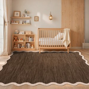 Modern Washable Rug Scalloped Rug with Non Slip Backing - 1 of 4