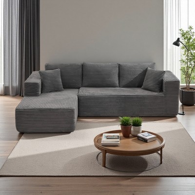 106" Corduroy L-Shaped Cloud Modular Sectional Sofa Left Chaise