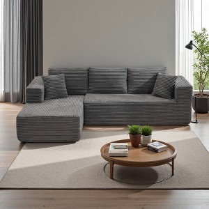 106" Corduroy L-Shaped Cloud Modular Sectional Sofa Left Chaise - 1 of 4