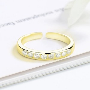 Sterling Silver and 14K Gold Channel-Set Toe Ring - 1 of 4