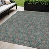 Teal Blue Beige And Taupe Floral Washable Indoor Outdoor Area Rug - 2 of 4