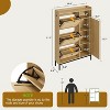 Rattan Shoe Cabinet, 3 Tier Shoe Cabinet with Flip Drawers, Free Standing Narrow Shoe Storage Organizer with Adjustable Shelves - 2 of 4