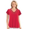Collections Etc Floral Lace V-Neck Short Flutter Sleeve Top - 3 of 4