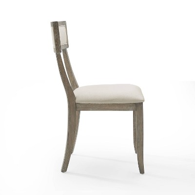 Alessia Rustic Graywash Upholstered Linen Arm Chair