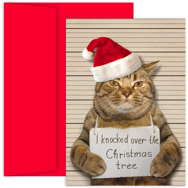 Masterpiece Studios Holiday Collection 18-Count Boxed Christmas Cards with Envelopes, 7.8" x 5.6", Bad Cat (915900), 1 of 3