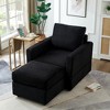 57"L Corduroy Upholstered Classic Chaise Lounge Sofa Chair with Ottoman and Pillow, Comfy Accent Chair for Living Room - 2 of 4
