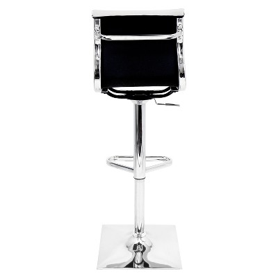 Adjustable White Leather Swivel Bar Stool with Chrome Base