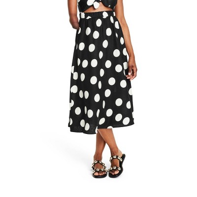 Women&#39;s Polka Dot Midi Skirt - Tabitha Brown for Target Black/White L