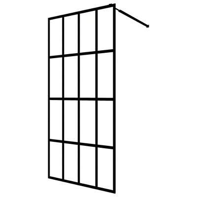 Modern Frosted Tempered Glass Walk-In Shower Screen with Black Frame