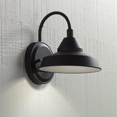 Black Metal LED Outdoor Wall Light with Gooseneck Arm