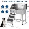 38in Stainless Steel Dog Washing Station with Non-Slip Grate, Shower, Soap Box, Faucet, 220lbs Capacity Pet Grooming Bath Tub, Left Door - 2 of 4