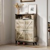 Shoe Cabinet with 2 Flip Drawers, Farmhouse Freestanding Shoes Organizer with Metal Legs, Narrow Shoe Rack Cabinet, Slim Shoes Storage Cabinet - 3 of 4