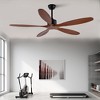 60 Inch Solid Wood Ceiling Fan With Remote And Reversible DC Motor, Modern Large Ceiling Fan With 5 Hand-Carved Blades For Living Room And Open Spaces - 4 of 4