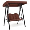 Costway 2-Person Outdoor Porch Swing Swing Loveseat with A-Shaped Metal Stand Beige/Wine/Navy/Gray/Brown - 2 of 4