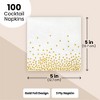 Juvale 100 Pack White and Gold Paper Napkins - 3-ply Disposable Cocktail Napkins for Wedding Reception, Bridal Shower, 5 In - 3 of 4