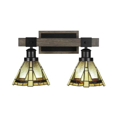 Toltec Lighting Tacoma 2 - Light Vanity in  Black/Painted Wood with 7" Zion Art Glass Shade