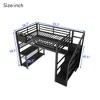 TUYOHW Full Size Loft Bed with Storage Staircase & Wardrobe,Metal Loft Bed with Desk,Storage Shelves,Charge Station,LED Lights for Teens & Adults - 3 of 4