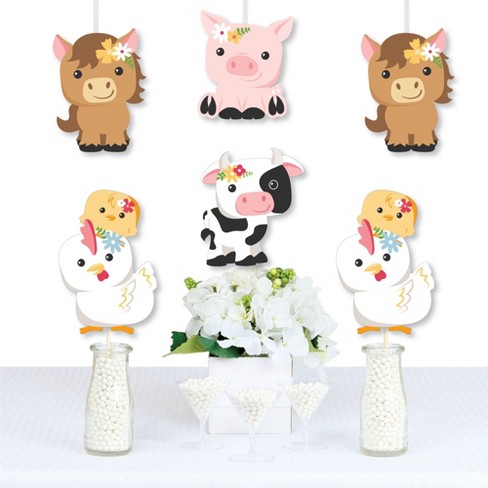 24 Reusable Farm Animal Plastic Straws Chicken Sheep Horse Cow Pig for  Barnyard Farm Birthday Party Supplies Gift Favors with 2 Cleaning Brushes