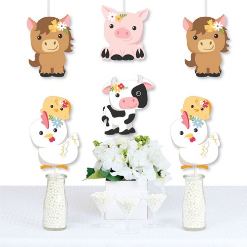 24 Reusable Farm Animal Plastic Straws Chicken Sheep Horse Cow Pig for Barnyard Farm Birthday Party Supplies Gift Favors with 2 Cleaning Brushes