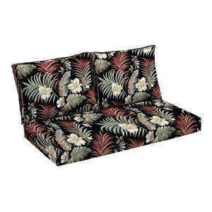 ARDEN Outdoor Loveseat Cushion Set, 48 x 24, Rain-Proof, Fade Resistant, Cushion Set for Couch, Bench, and Swing Simone Black Tropical - 1 of 4