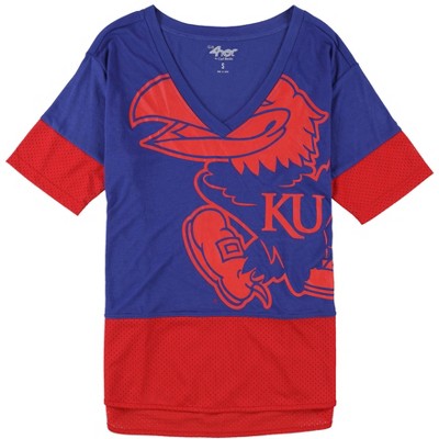 G-III Sports Womens Kansas Jayhawks Graphic T-Shirt, Blue, Small