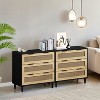 DOMETOUR 3-Drawers Rattan Storage Cabinet Rattan Drawer (Set of 2) for Bedroom Living Room Dining Room Hallways - 2 of 4
