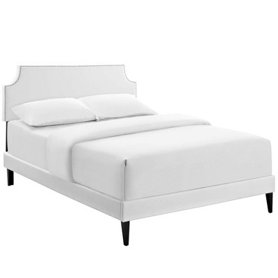 Modway Corene Queen Vinyl Platform Bed with Squared Tapered Legs - White