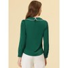 INSPIRE CHIC Women's Peter Pan Collar Crochet Trim Long Sleeve Work Office Blouse - 4 of 4