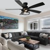 Bella Depot 52" 5-blades Matte Black Industrial Flush Mount Ceiling Fan Light with Remote 6-speed Reversible DC Motor - 4 of 4