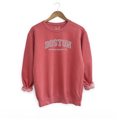 Simply Sage Market Women's  Garment Dyed Graphic Sweatshirt Embroidered Boston Massachusetts