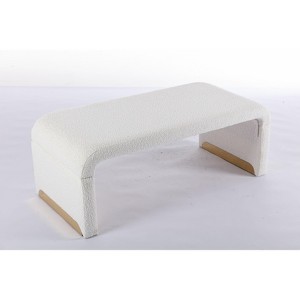 NicBex Modern 43.3" Bedroom Bench Accent Stool with Boucle Fabric and Gold Trims for Entryway and Living Room - 1 of 4