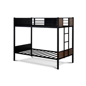 East West Furniture,Youth Bunk Bed White-  Black Color - 1 of 4