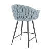 Braided Matisse Contemporary Counter Height Barstool Blue - LumiSource: Faux Leather, Metal Frame, 26" Fixed Seat Height - 3 of 4