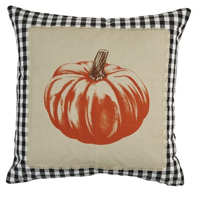 Black and White Checkerboard Pumpkin 20" Pillow Cover Set