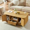 Airsurfer 46.5" Modern Luxury Oval Coffee Table with Drawers and Storage Compartments for Office, Curved Contour Design,Natural, 46.5"L*27.2"W*17.7"H - 3 of 4