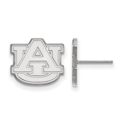 Black Bow Jewelry 10k White Gold Auburn Tigers NCAA Post Earrings