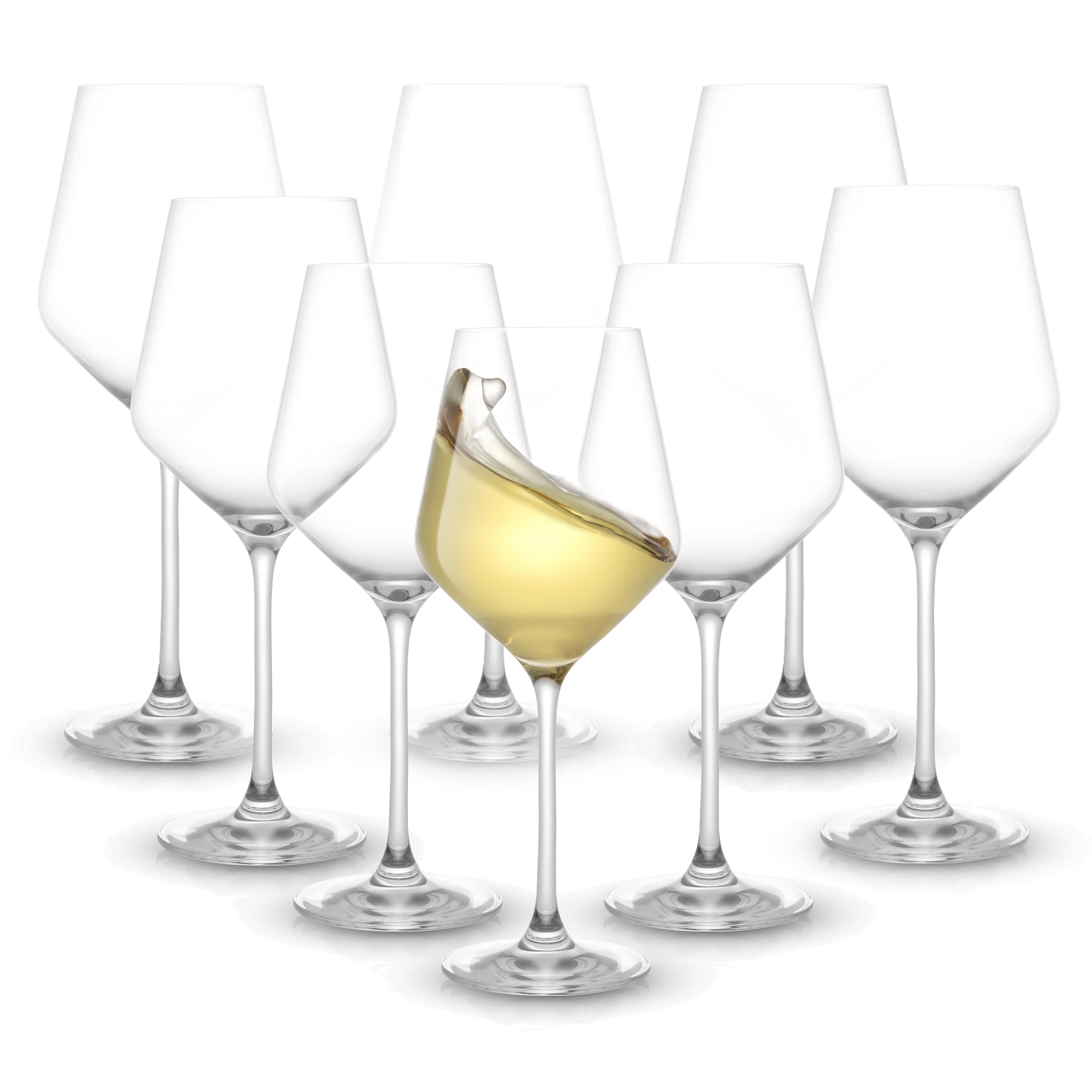 JoyJolt Layla White Wine Glasses - Set of 8 Italian Wine Glasses European Made - 13.5 oz