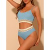 Elerevyo Women's High Waisted Ribbed Adjustable Spaghetti Straps Push Up Swimsuit Bathing Suits 2 Pcs - 2 of 4