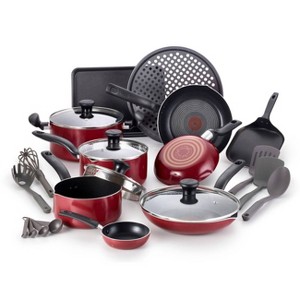 T-Fal 20pc Cookware Set Red