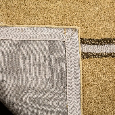 Handmade Tufted Round Stripe Wool and Viscose Rug, 60" Toffee Gold