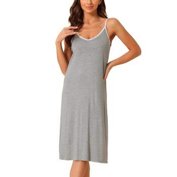 cheibear Women's Nightshirt Sleeveless Cami Dress Sleepshirt Pullover Midi Nightgown