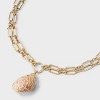 Paperclip Chain Shell Multi-Strand Necklace - A New Day™ Gold - 4 of 4