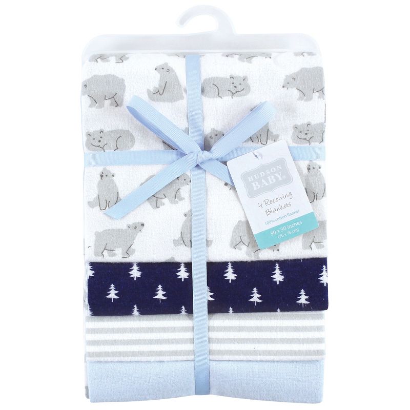 Hudson Baby Infant Boy Cotton Flannel Receiving Blankets, Bear Poses, One Size, 3 of 8