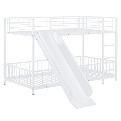 NicBex Twin Over Twin Bunk Bed with Slide and Guardrail with Convenient Gate,Twin Loft Bed with Ladder,Modern Bunk Beds,Bunk Beds for Bedroom