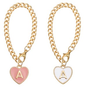 Unique Bargains Letter Heart Shape Identification Accessories Pink & White 2 Pcs - 1 of 4