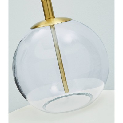 Contemporary 20.75" Clear Glass and Brass Table Lamp with White Shade
